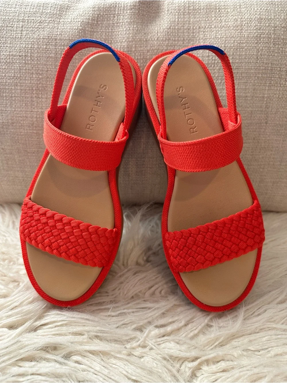 Rothy's The Lightweight Wedge Platform Sandal in Red Hot ♥️ Women’s size 6.5 - Picture 2 of 12